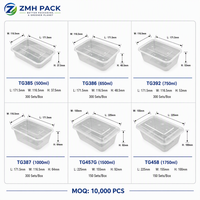 Boîte alimentaire carrée jetable ZMH 27oz 0,4mm en PP de qualité alimentaire, imprimée UV, pour plats à emporter, compatible micro-ondes, avec couvercle, pour restaurant