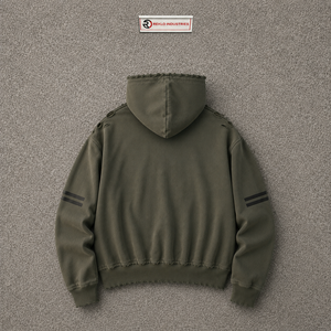Sweat à capuche vert oversize brodé effet vieilli, tissu durable et confortable, toucher doux, respirant, coupe moderne, décontracté - Product Image 6