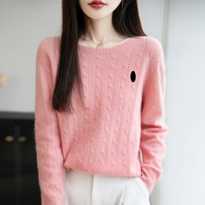 Suéter de Punto Blanco para Mujer, Manga Larga, Cuello Redondo, Color Sólido, Invierno, 100% Acrílico, Antipilling, Corte Regular - Product Image 3