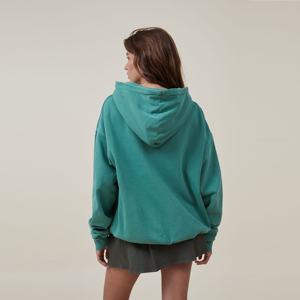 Sudadera con capucha de gran tamaño lavada vintage con hombros caídos y logotipo personalizado del fabricante para mujer Sudadera con capucha lavada con ácido en relieve 3D de felpa francesa - Product Image 4