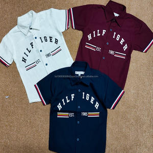 Camisa a rayas con botones para niño, camisa a cuadros de colores para niños pequeños, camisas con cuello alto enrollable para niños, camisa de manga corta para niños en stock - Product Image 5