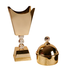 Brûleur d'encens cylindrique moderne en laiton doré Mabkhara, support décoratif en métal pour charbon, Bakhoor et Oud, accent de parfum d'ambiance pour la maison et l'Aïd - Product Image 6