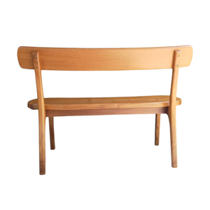 Modern Solid Wood <b>Bench</b> with Curved Backrest Natural Wooden Garden Chairs Stylish Minimalist Furniture - Product Image 4