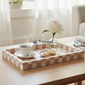 Bandeja Móvil Moderna de Lujo con Incrustaciones de Hueso, Decorativa para Servir, Ideal para Decoración de Comedor, por Tradebyd - Product Image 1