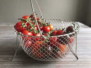 Silver Wire Mesh Fruit <b>Basket</b> For Kitchen Countertop Dining <b>Table</b> Fruit Storage Organizer And Modern Metal Display Bowl - Product Image 5