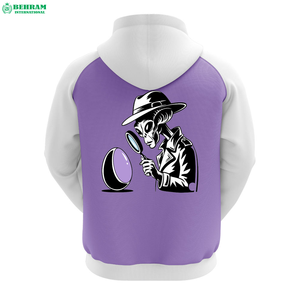 Sweat-shirt à capuche pour homme Behram International, manches raglan violettes et blanches, coupe classique, couleur unie, décontracté - Product Image 2
