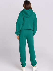 Conjunto de chándal de terciopelo personalizado de gran venta para mujer, talla grande, con sudadera con cremallera y pantalón jogger, patrón liso, conjunto de 2 piezas, traje de terciopelo - Product Image 2