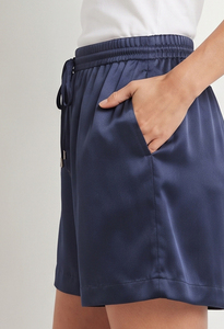 Women High Drawstring Waist Satin <b>Shorts</b> 100% Silk Loose Fit Oversize Adjustable Waist Soft Lightweight <b>Lounge</b> Sleepwear <b>Shorts</b> - Product Image 4