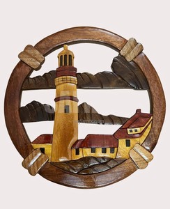 Placas de madera artesanales con intarsia para colgar en la pared, decoración del hogar, exhibición de logotipo personalizado, de fábrica en Vietnam, buen precio. - Product Image 1