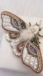 Hand Embroidered Beaded Brooch Unique Statement <b>Pin</b> for Coats Sweaters Bags and <b>Hats</b> - Product Image 6