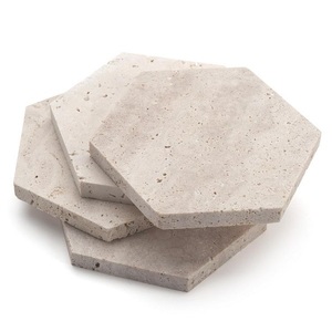 Ensemble de sous-verres ronds en travertin, fabriqués à partir de pierre naturelle authentique, pour une décoration élégante de la maison et la protection de la table - Product Image 5