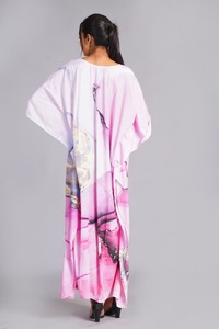 Hot <b>Sale</b> Women's Satin Floral Print Indian Cotton Kaftan <b>Spring</b> Summer Breathable Vacation Dress Bohemian Beachwear Coverup - Product Image 4