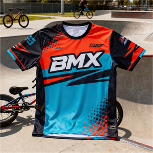 เสื้อเจอร์ซีย์ BMX แขนสั้นสำหรับผู้ชาย ผ้าโพลีเอสเตอร์ระบายอากาศ พิมพ์ลายแบบซับลิเมชั่น สำหรับแข่งขัน - Product Image 3