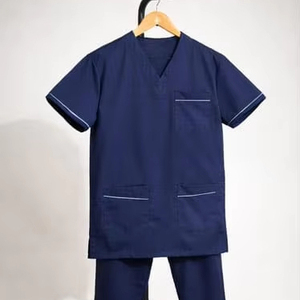 Ensembles de blouses et pantalons médicaux respirants et personnalisables de couleur unie pour femmes, avec col en V - Product Image 1
