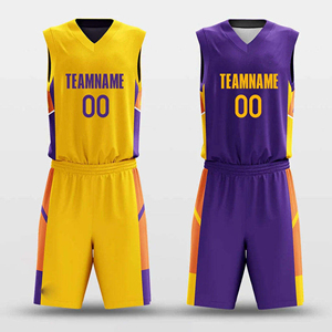 Ensemble d'uniformes de basketball réversibles pour jeunes, personnalisables par sublimation, noir et rouge, à prix abordable - Product Image 4