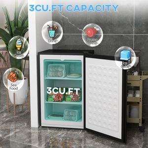 Mini congélateur vertical compact de 3,0 pieds cubes avec porte simple réversible et thermostat réglable Small H - Product Image 4