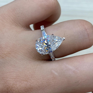 Bague tendance en or blanc 14 carats avec diamant de laboratoire taille poire 2 carats, bijou classique pour fiançailles et mariage, original - Product Image 2
