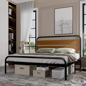 Cadre de lit en bois massif, mobilier de luxe avec pied de lit, taille King, fait main, design haut de gamme, qualité supérieure, chambre à coucher en bois. - Product Image 5