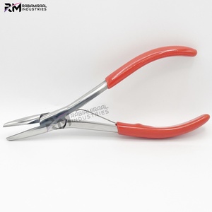 Alicates y cortador personalizados RMI de acero inoxidable plateado con punta de alicates y mango rojo claro - Product Image 3