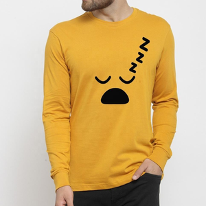 T-shirt de sport vintage 100 % coton à manches longues pour homme et unisexe, avec imprimé visage de dessin animé, col rond, coupe décontractée en jersey – Vente en gros - Product Image 4