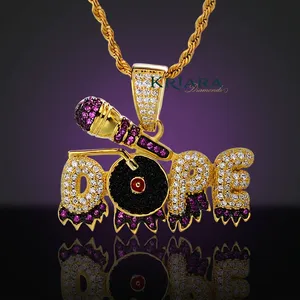 Pendentif en Moissanite Ronde Taille Brillant, Plaqué Or 18K, Argent 925, Breloque Lettre Thème Hip Hop, Unisexe, Usage Quotidien - Product Image 3