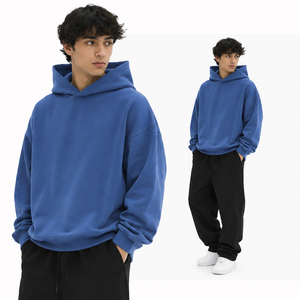 Wholesale Oversized Men's Solid <b>Winter</b> <b>Hoodies</b> Custom Logo OEM Service Heavyweight Blank Pullover Fleece Breathable Streetwear - Product Image 2