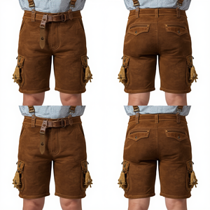 Pantalones Cortos Bávaros de Gamuza Marrón Nogal para Hombre, Personalizados, Tradicionales, Bordados, de Cuero, para Oktoberfest, Marca Privada OEM - Product Image 2