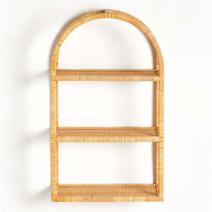 Étagère murale en rotin naturel durable, 3 niveaux, arquée, présentoir fait main, organisateur de rangement pour la décoration intérieure du salon - Product Image 3