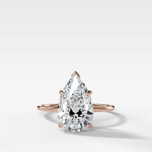 5ct Pear Lab Grown Diamond Engagement <b>Ring</b> 1.25mm <b>Thin</b> Band 14k Solid Gold Floating Solitaire Wedding <b>Ring</b> Wholesale Factory - Product Image 6