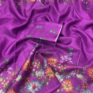 Wholesale Designer <b>Purple</b> <b>Saree</b> with Flower Print | High-Quality Digital Printed <b>Saree</b> for Ladies | Indian Ethnic Fashion - Product Image 2