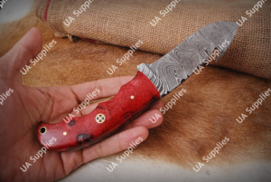 Couteau de chasse à lame fixe en acier Damas forgé à la main, qualité supérieure, avec crochet de poche, vente directe d'usine, manche pleine longueur, pour camping, extérieur et EDC - Product Image 3