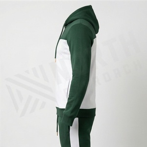 Survêtement à capuche pour homme, vert et blanc, imprimé géométrique, manches longues, décontracté, pour l'automne, respirant, en coton, coupe classique - Product Image 3