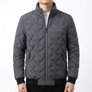 Wholesale <b>Men</b> Quilted Puffer Jacket Winter Padded Stand Collar Full Zip Lightweight <b>Thermal</b> Casual Outerwear Reflective Zipper - Product Image 1