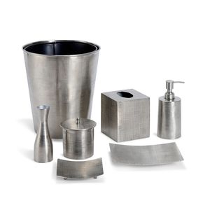 Luxury Gold Hammered Metal Bathroom Set Four-Piece Round <b>Soap</b> Dish Toothbrush <b>Holder</b> Dispenser Tray - Product Image 5
