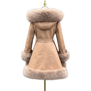 Abrigo Largo de Piel Sintética Premium para Mujer, con Cinturón, Abrigo de Invierno, Ropa Exterior Elegante y de Lujo, Fabricante Mayorista OEM Personalizado - Product Image 2