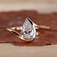 Anillo de compromiso de plata con corte de pera, solitario moderno, diamante cultivado en laboratorio, 3g-6g, unisex, para fiesta