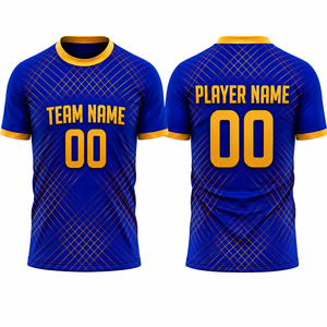 ชุดเสื้อฟุตบอลโพลีเอสเตอร์ 100% ระบายอากาศได้ดี พิมพ์ลายแบบรีดร้อนตามสั่ง พร้อมกางเกงขาสั้นเอวยางยืด สำหรับผู้ใหญ่ แบบ unisex แขนสั้น สั่งทำได้ - Product Image 4