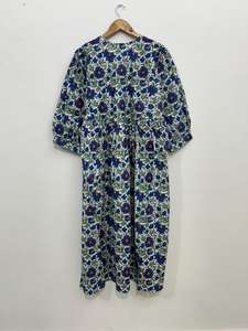 Robe en gaze de coton biologique : Robes à imprimé floral artisanal - Product Image 6