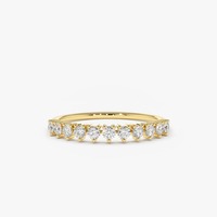 Bague de fiançailles, de mariage et d'anniversaire minimaliste pour femme, sertie d'un diamant de laboratoire rond de 0,25 ct, en or massif 14 carats, bande de 2 mm