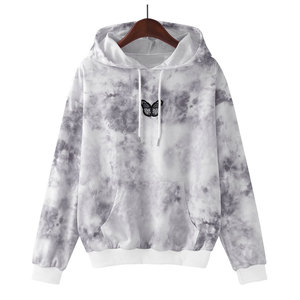 Sudadera con Capucha Tie-Dye Unisex, Corte Regular, 100% Algodón Felpa, Antiarrugas, Formal, Otoñal, con Estampado en Relieve de Mariposa - Product Image 3