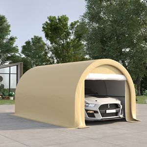 Tenda da parcheggio/porto auto portatile resistente 16FT X 10FT con porta a cerniera grande, copertura in PE anti-UV per auto e camion, in HDPE per deposito/temporanea conservazione - Product Image 2