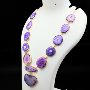 Natural Agate Gemstone <b>Necklace</b> – 18k Gold Plated Link <b>Necklace</b> – <b>Boho</b> Luxury Jewelry – Gift for Her - Product Image 5