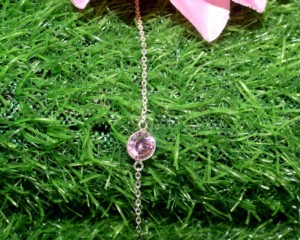 Bracelet chaîne en argent sterling 925 avec quartz rose naturel serti clos, fait main, minimaliste, pour femme, cadeau idéal pour mariage, anniversaire ou fête - Product Image 6