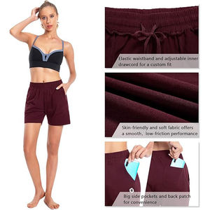 Shorts en molleton côtelé pour femme, tissu texturé, taille haute, poches latérales, cordon de serrage, taille élastique, coupe décontractée, vêtements d'hiver - Product Image 5