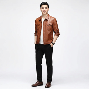 <b>Men's</b> New Fashion Brown <b>Leather</b> <b>Jacket</b> for sale Zipper Winter Motorcycle <b>Jacket</b> Plus Size Coats with Big <b>jacket</b> for <b>men</b> - Product Image 1