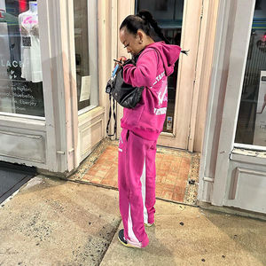 Custom Embroidery Winter Streetwear Hooded Woman Flared Tracksuit Pullover Jogger Pants Set Cotton Fleece Sweatsuit 2025 - Product Image 6