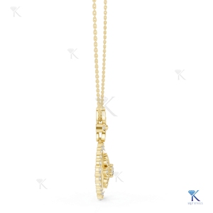 Collier Pendentif Floral Pavé de Diamants de Laboratoire en Or Massif 14K 18K, Bijou de Protection Fin pour Femme, Vente en Gros - Product Image 6