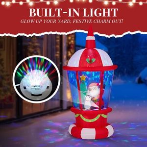 Decorazione Natalizia Gonfiabile Illuminata da 2,2 Metri, Divertenti Decorazioni da Giardino per le Feste, Faro, Babbo Natale e Pinguino - Product Image 4