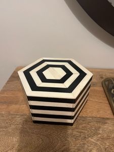 Minimalist Black & White Resin Inlay Mdf Rectangle Storage Boxes Set of 2 Stackable Glossy Cardboard <b>Bins</b> for Bedroom Neatening - Product Image 6