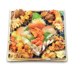 High Quality Vietnam Folin-Sinhirose <b>Square</b> Disposable HDB35 Black Blister PP <b>Plastic</b> Sushi Tray Storage <b>Container</b> 350x350x51mm - Product Image 3